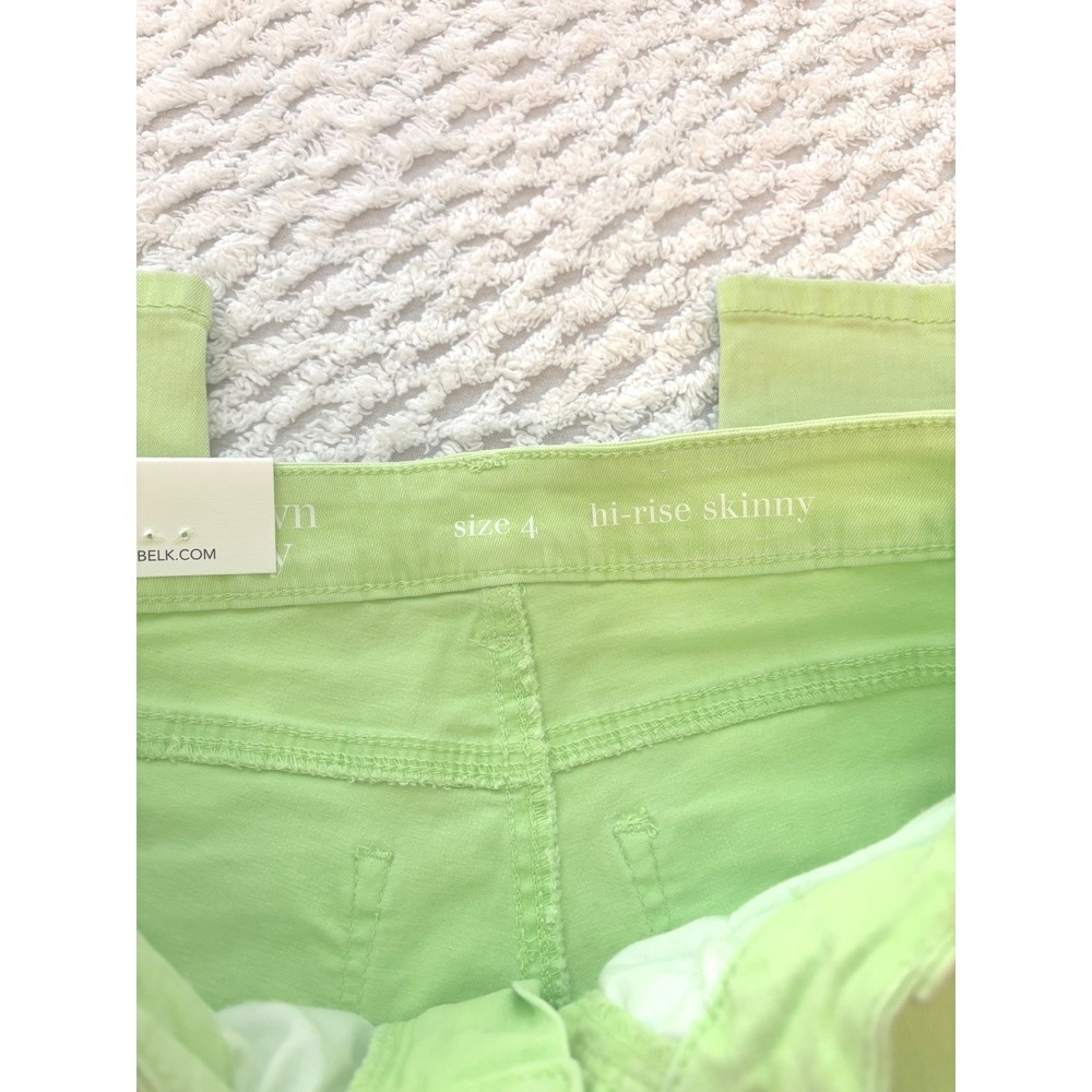 Crown & Ivy Women Hi-Rise Skinny Jeans Lime Green Size 4 NWT Super Stretch Ankle - Picture 3 of 4